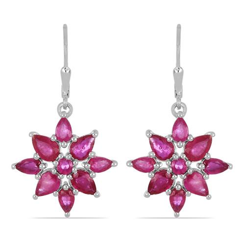 BUY 925 STERLING SILVER GLASS RUBY EARRINGS